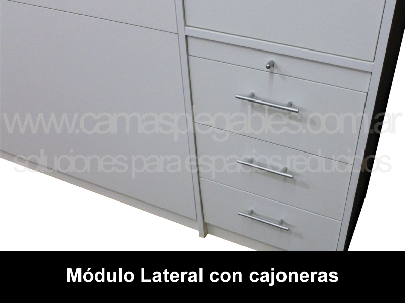 Mueble placard con cama rebatible para 1 y 2 plazas módulos cajonera.