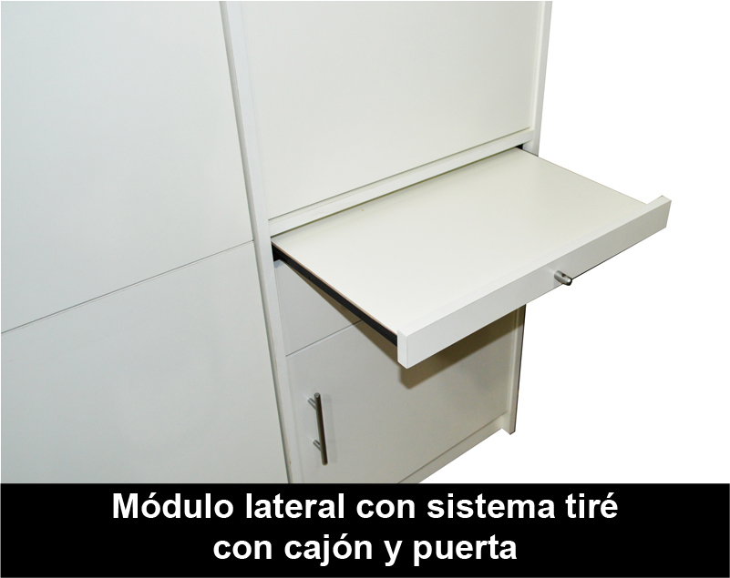 Módulo lateral con sistema tiré, como mesa de luz con cajón y puerta 1