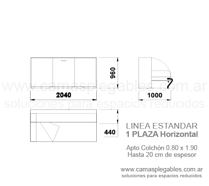 mueble cama rebatible horizontal 1 plaza simple